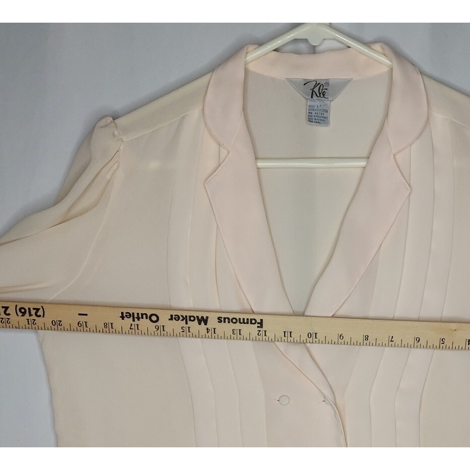 Klt Vtg Sheer Pleated Double-Breasted Button Top Womens Cocquette Cottagecore — image 3 of 6